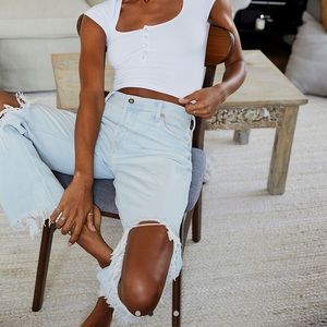 FREE PEOPLE Maggie Mid-Rise Straight-Leg Jeans
